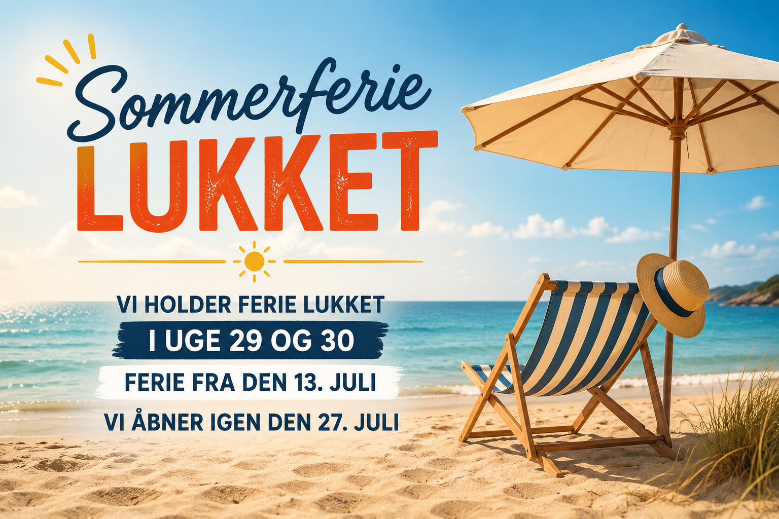 Risager har Sommerferie lukket
